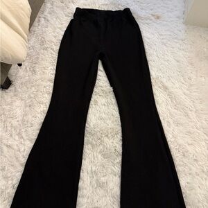 Black Ribbed Flare Pants